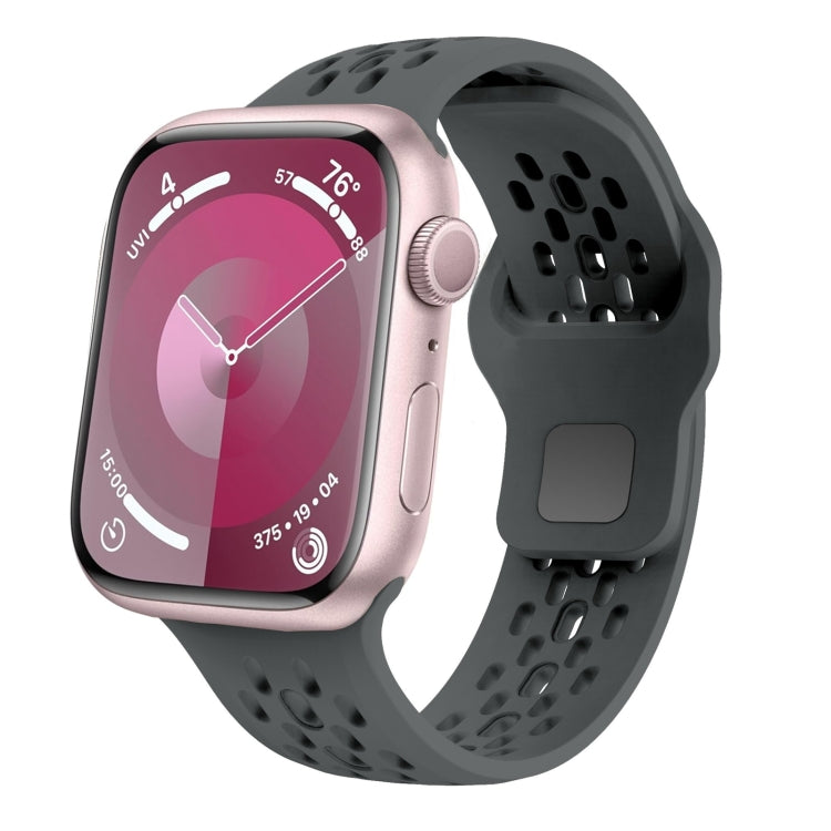 Lisslune | For Apple Watch 42mm Oval Holes Fluoro Rubber Band (Dark Grey)