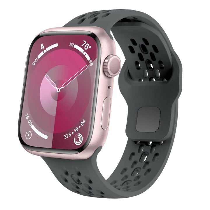 Lisslune | For Apple Watch 42mm Oval Holes Fluoro Rubber Band (Dark Grey)