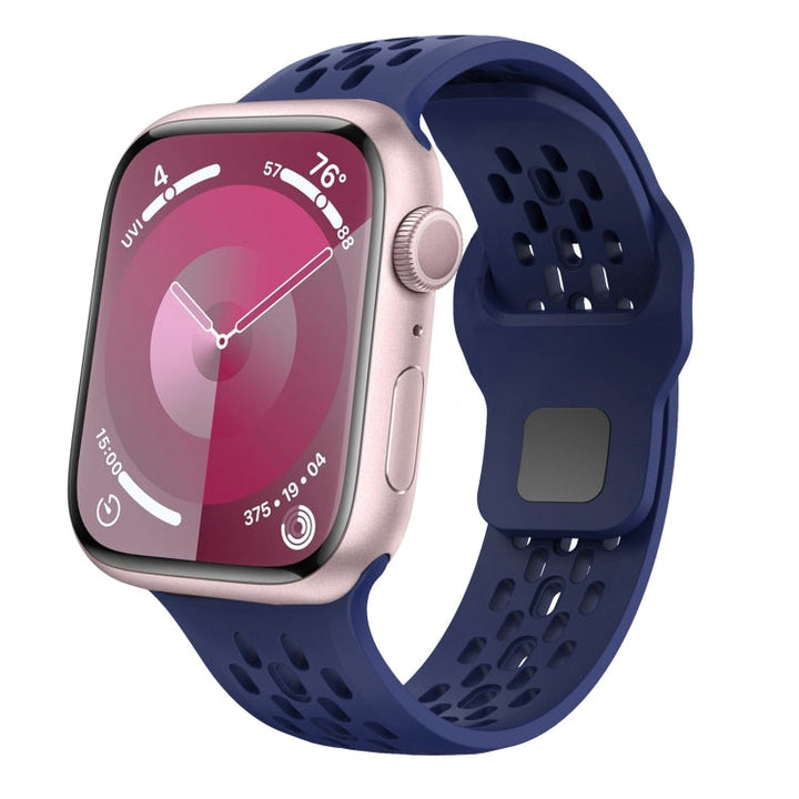 Lisslune | For Apple Watch 42mm Oval Holes Fluororubber Watch Band (Midnight Blue)