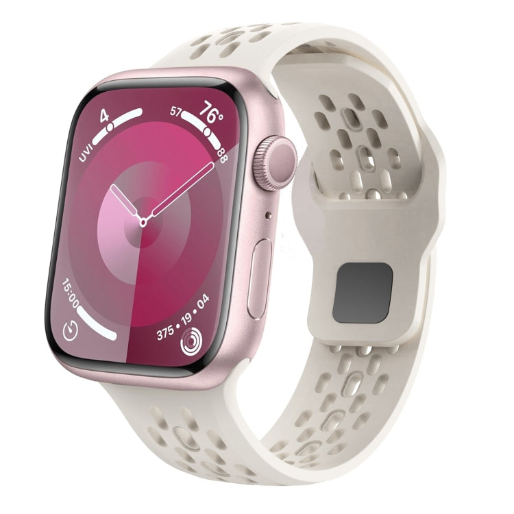Lisslune | For Apple Watch 42mm Oval Holes Fluoro Rubber Watch Band (Starlight)