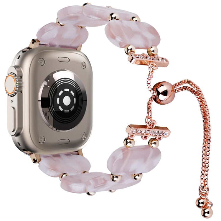 Lisslune | For Apple Watch Ultra 2 49mm Resin retractable chain watch band (Pink Flower)