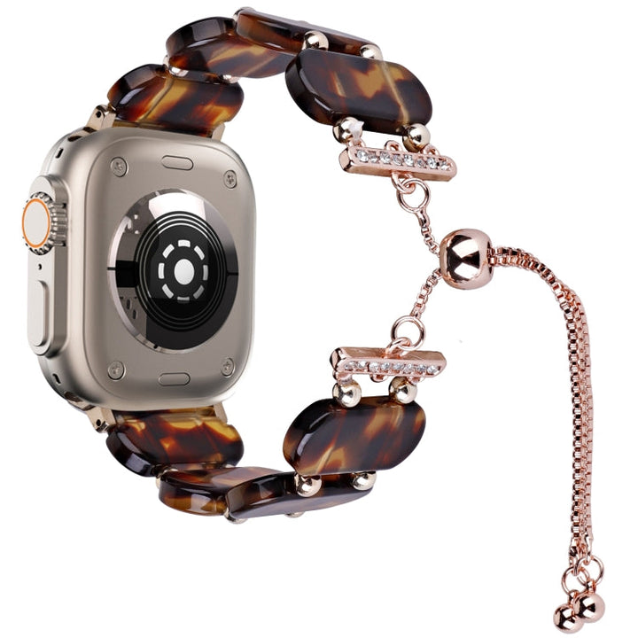 Lisslune | For Apple Watch Ultra 2 49 mm Resin Telescopic Chain Watch Band (Tortoise Shell)