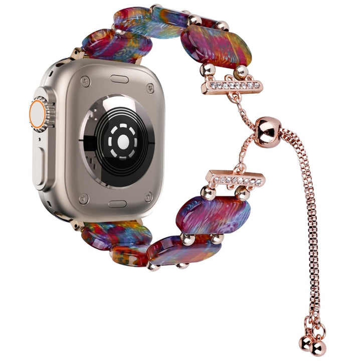 Lisslune | For Apple Watch Ultra 2 49mm Resin Expandable Chain Watch Band (Pearl Rainbow)
