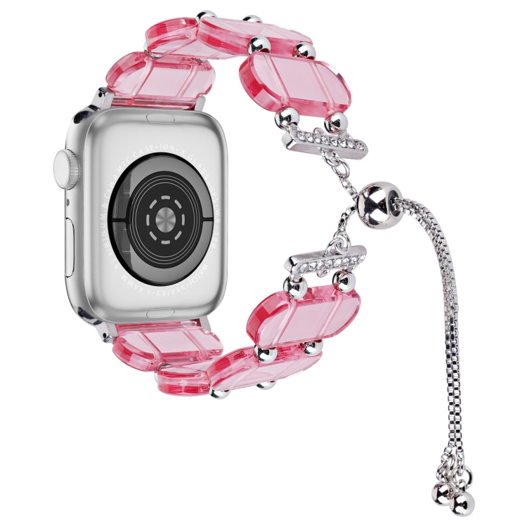 Lisslune | For Apple Watch Series 9 41mm Resin Retractable Chain Watch Band (Pink)