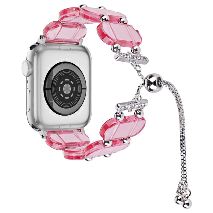 Lisslune | For Apple Watch Series 9 41mm Resin Retractable Chain Watch Band (Pink)