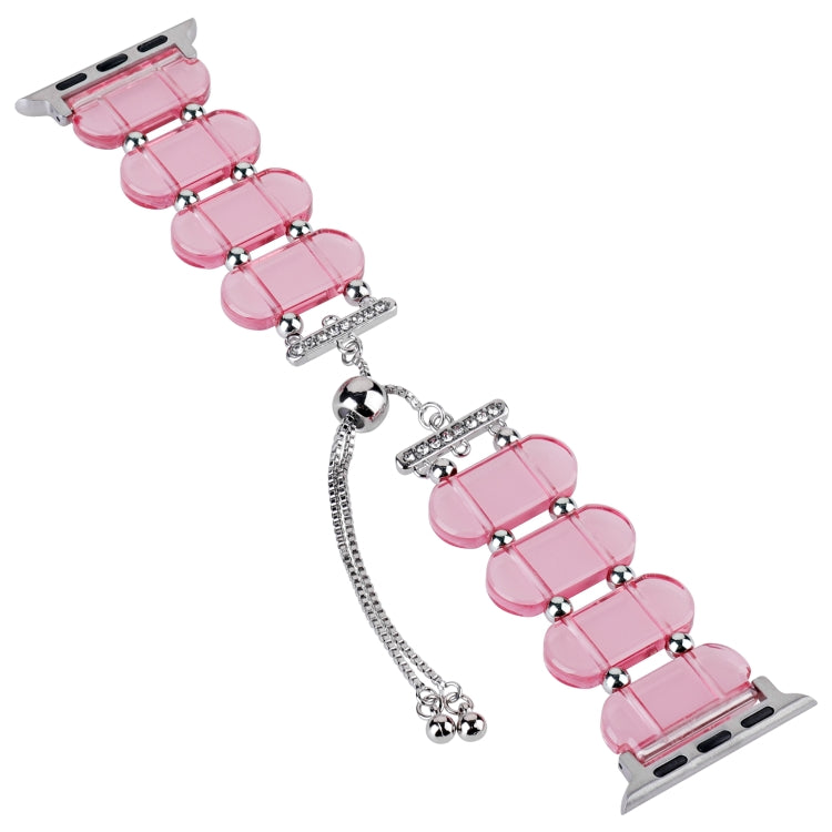 Lisslune | For Apple Watch Series 9 41mm Resin Retractable Chain Watch Band (Pink)