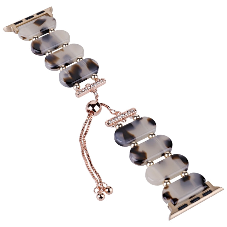 Lisslune | For Apple Watch Series 9 41mm Resin Retractable Chain Bracelet (Brown White)