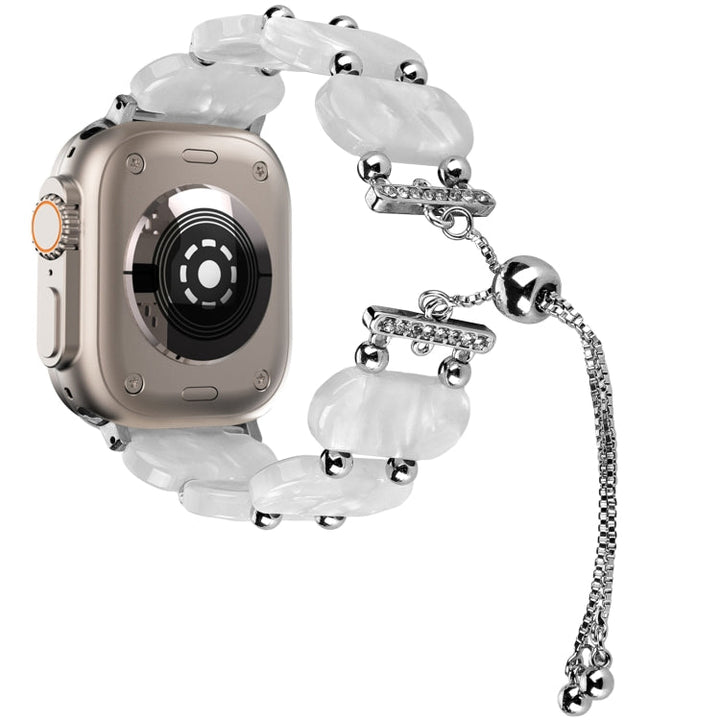 Lisslune | For Apple Watch Ultra 49mm Resin retractable chain watch band (Pearl White)