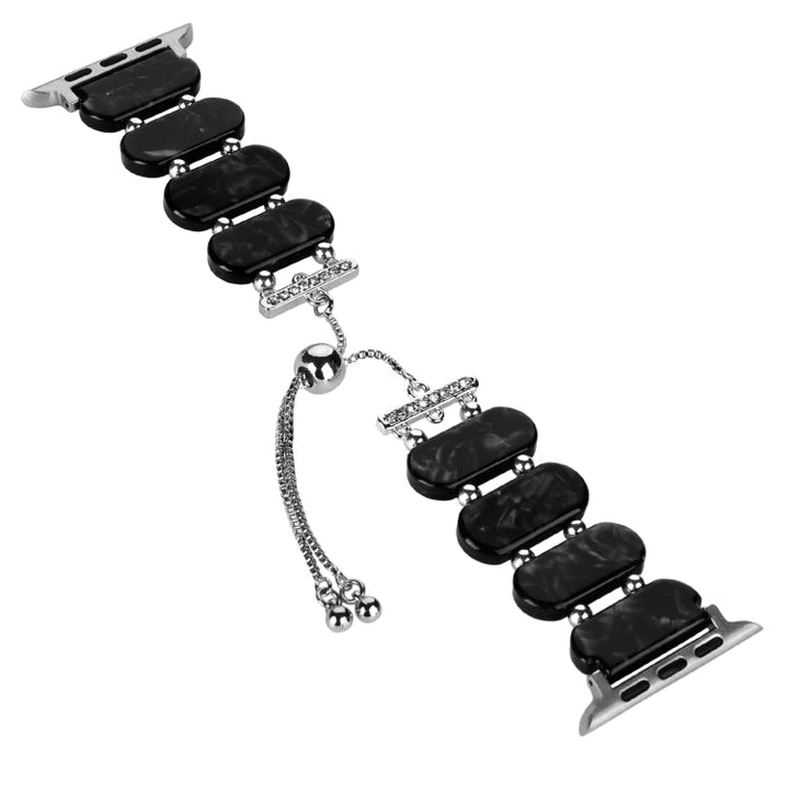 Lisslune | For Apple Watch Ultra 49mm Resin Expandable Chain Watch Band (Black Flower)