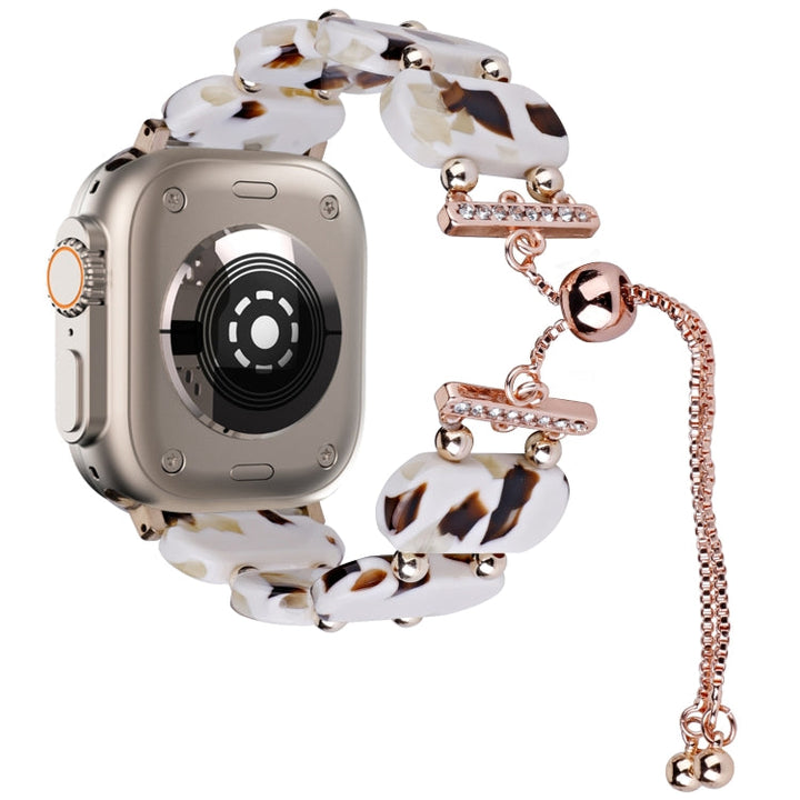 Lisslune | For Apple Watch Ultra 49mm Resin retractable chain watch band (Nougat)