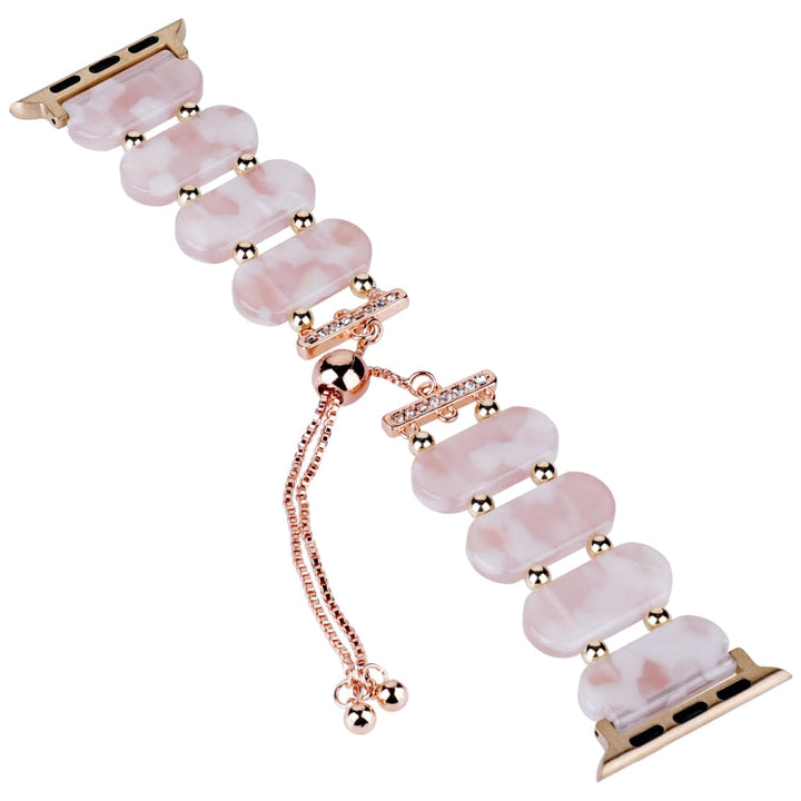 Lisslune | For Apple Watch Ultra 49mm Resin retractable chain bracelet (Pink Flower)