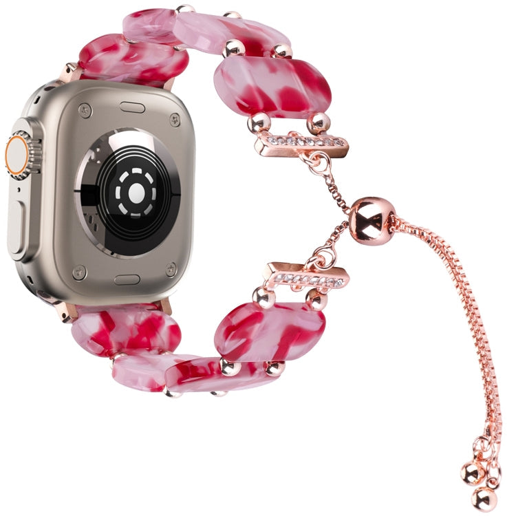Lisslune | For Apple Watch Ultra 49mm Resin Extension Chain Watch Band (Pink Red)