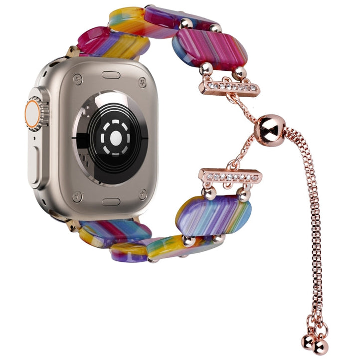 Lisslune | For Apple Watch Ultra 49mm Resin retractable chain bracelet (Rainbow)