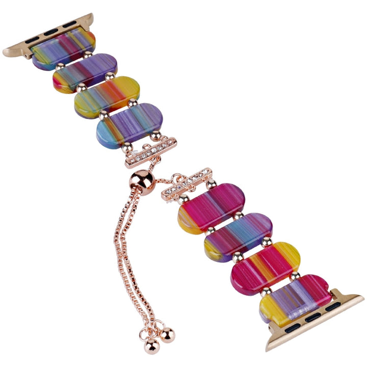 Lisslune | For Apple Watch Ultra 49mm Resin retractable chain bracelet (Rainbow)