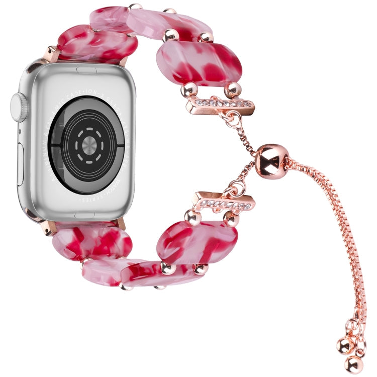 Lisslune | For Apple Watch SE 2022 40mm Resin Retractable Chain Watch Band (Rose Red)
