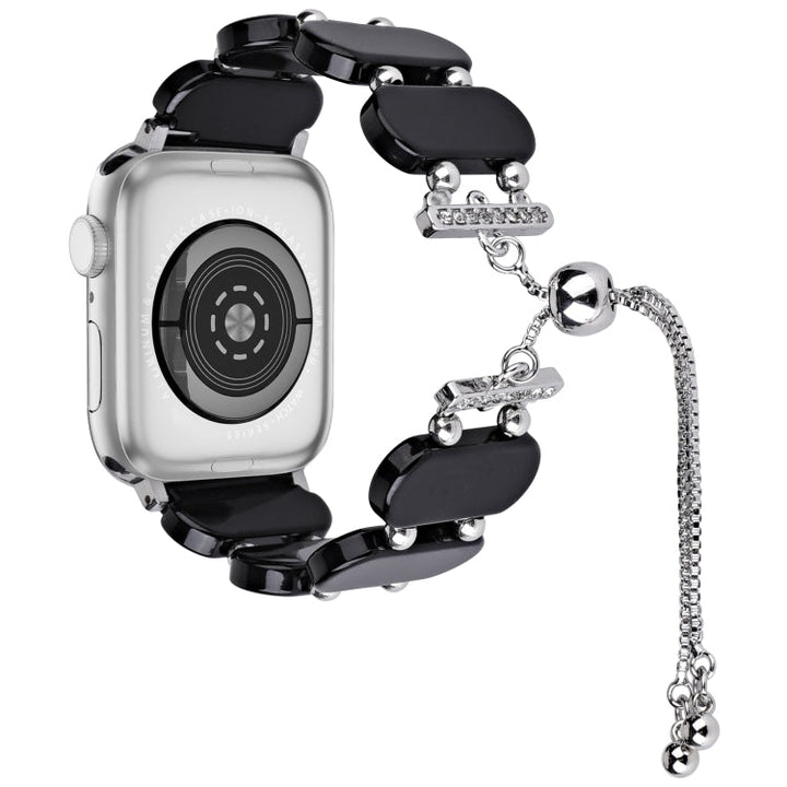 Lisslune | For Apple Watch SE 2022 44mm Resin retractable chain watch band (Black)