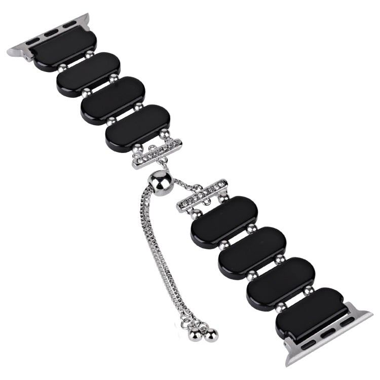 Lisslune | For Apple Watch SE 2022 44mm Resin retractable chain watch band (Black)