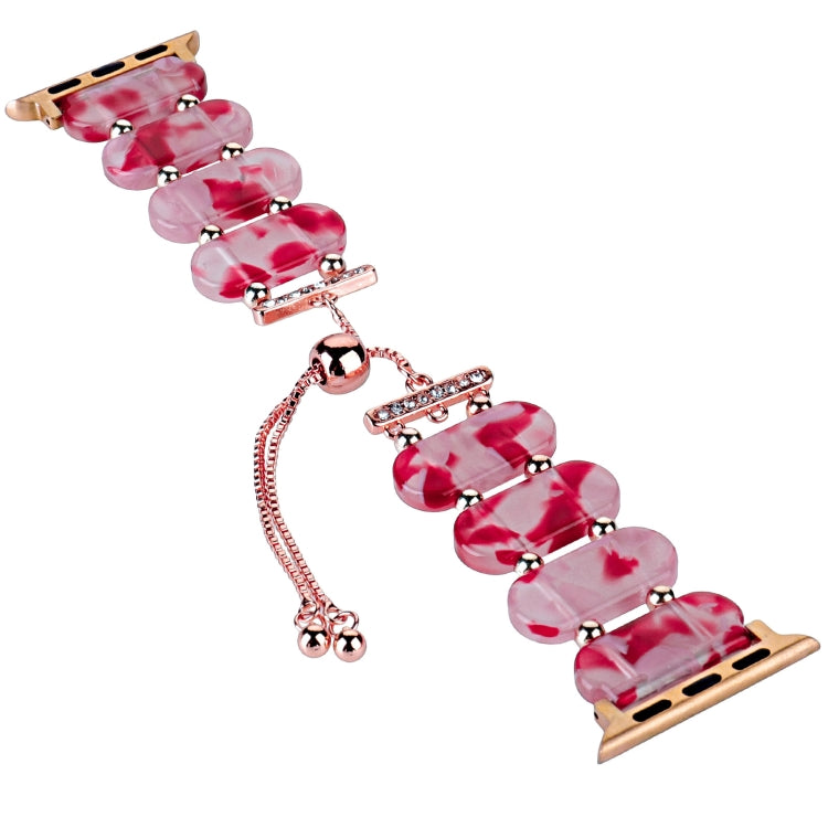 Lisslune | For Apple Watch SE 2022 44 mm Resin retractable chain watch strap (Pink Red)