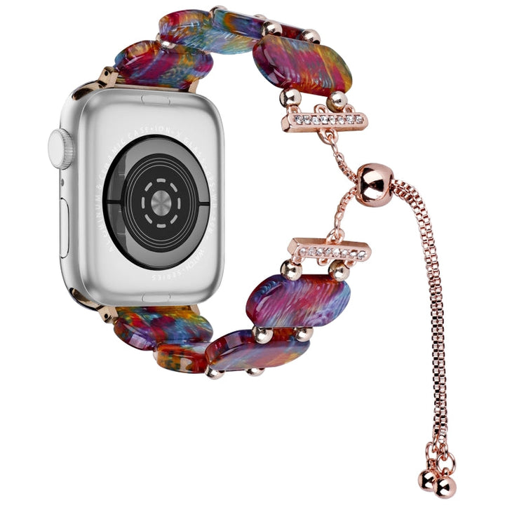 Lisslune | For Apple Watch SE 40 mm Resin retractable chain watch band (Pearl Rainbow)