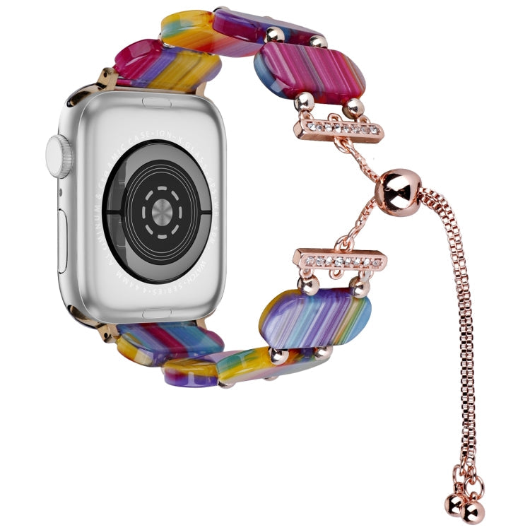Lisslune | For Apple Watch SE 40mm Resin Retractable Chain Watch Band (Rainbow)
