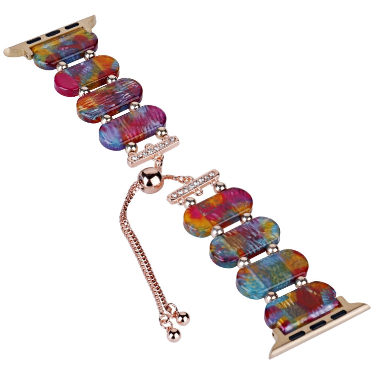 Lisslune | For Apple Watch SE 44mm Resin Telescope Chain Bracelet (Pearl Rainbow)