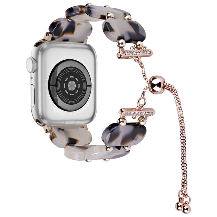 Lisslune | For Apple Watch Series 2 38mm Resin Expandable Chain Bracelet (Brown White)