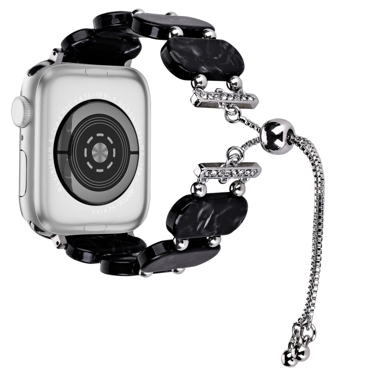 Lisslune | For Apple Watch 42mm Resin Retractable Chain Watch Band (Black Flower)