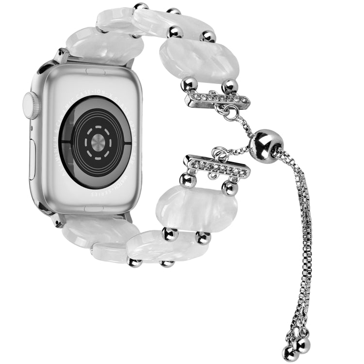 Lisslune | For Apple Watch 38mm Resin Telescopic Chain Watch Strap (Pearl White)