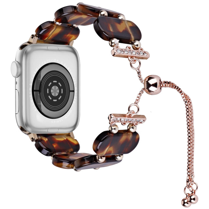 Lisslune | For Apple Watch 38mm Resin Retractable Chain Watch Band (Tortoiseshell)