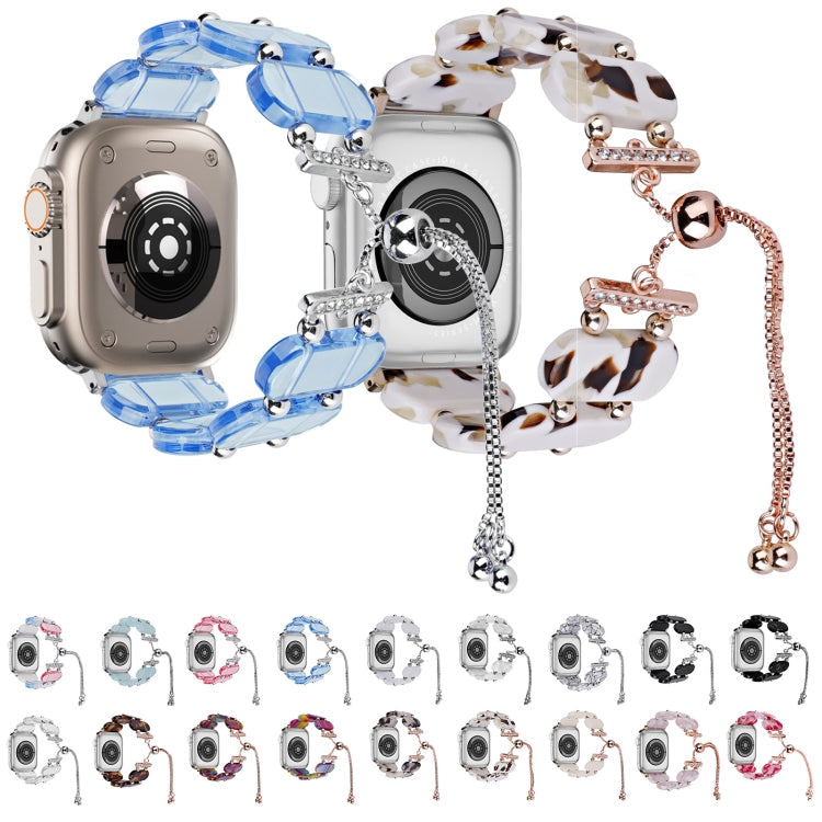 Lisslune | For Apple Watch Ultra 49mm Resin retractable chain bracelet (Pink Flower)