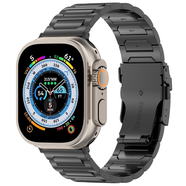 Lisslune | For Apple Watch Ultra 49mm I-shaped titanium metal watch strap (Black)