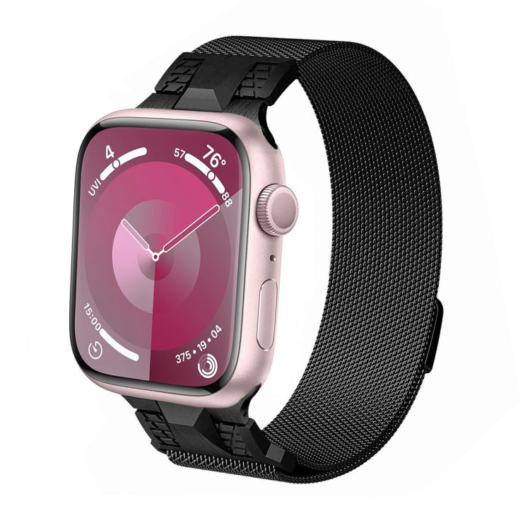 Lisslune | For Apple Watch Series 9 45mm Mecha Style Milanese Metal Band (Black)