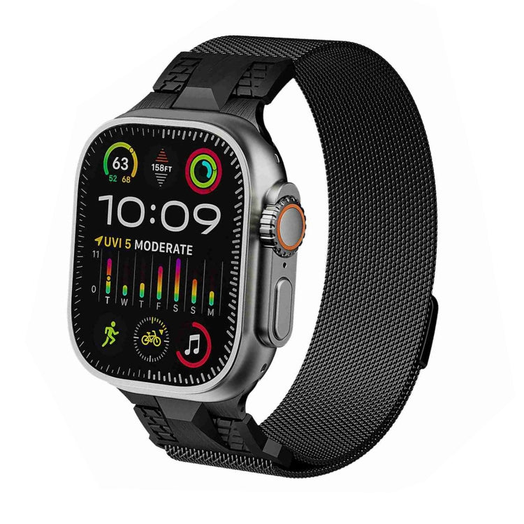 Lisslune | For Apple Watch Ultra 49 mm Mecha Style Milanese Metal Bracelet (Black)