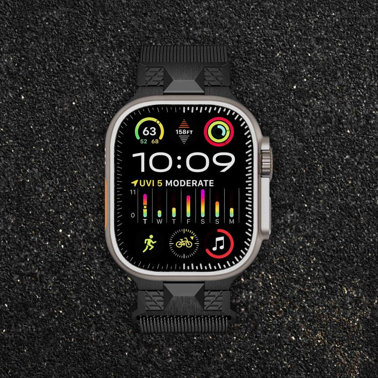 Lisslune | For Apple Watch Ultra 49 mm Mecha Style Milanese Metal Bracelet (Black)