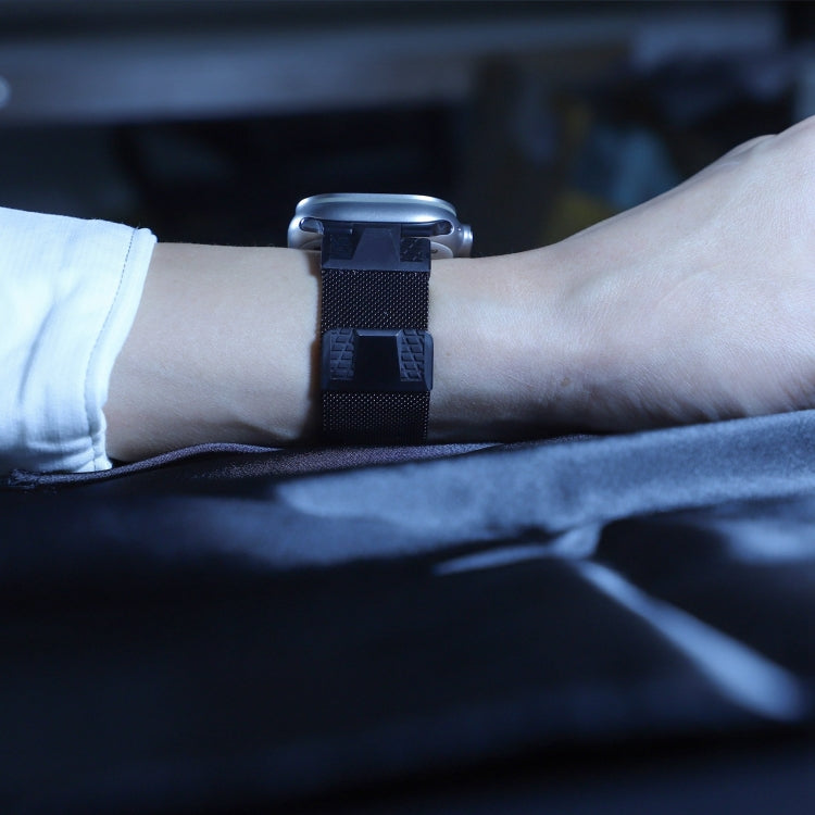 Lisslune | For Apple Watch Ultra 49 mm Mecha Style Milanese Metal Bracelet (Black)