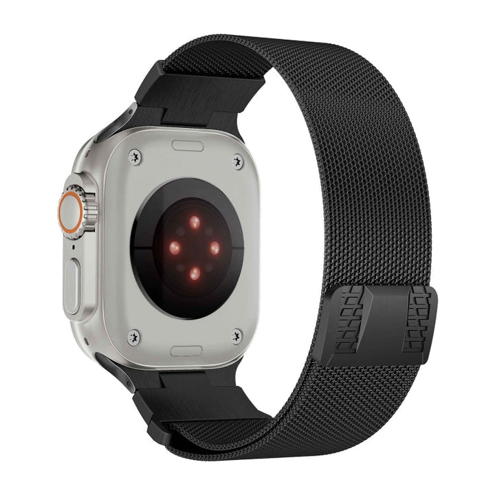 Lisslune | For Apple Watch Ultra 49 mm Mecha Style Milanese Metal Bracelet (Black)