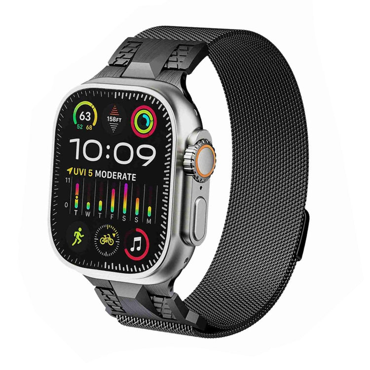 Lisslune | For Apple Watch Ultra 49mm Mecha Style Milanese Metal Watch Band (Titanium Grey)
