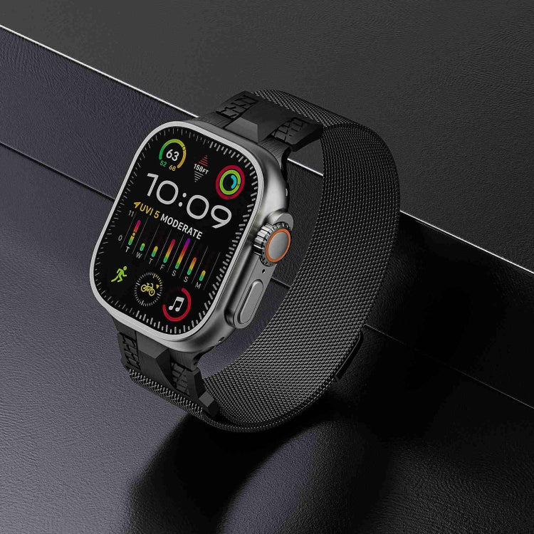 Lisslune | For Apple Watch Ultra 49mm Mecha Style Milanese Metal Watch Band (Titanium Grey)
