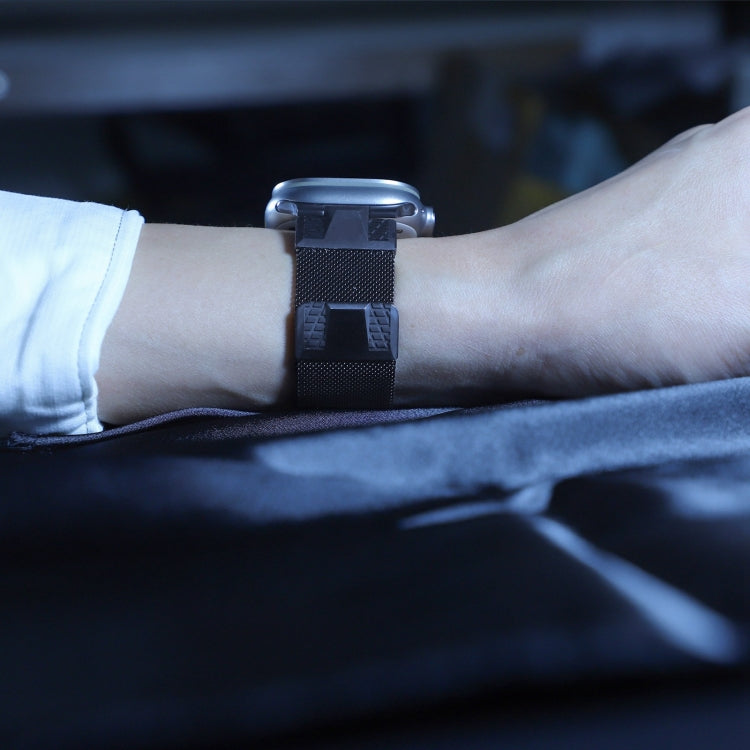 Lisslune | For Apple Watch Ultra 49mm Mecha Style Milanese Metal Watch Band (Titanium Grey)