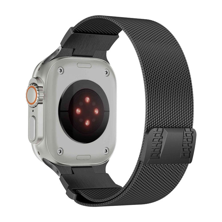 Lisslune | For Apple Watch Ultra 49mm Mecha Style Milanese Metal Watch Band (Titanium Grey)