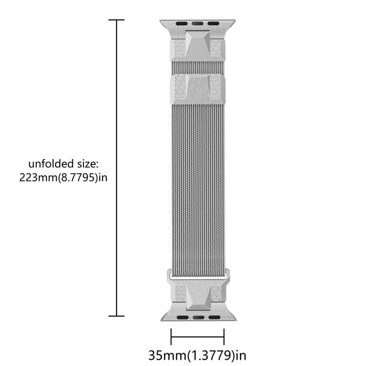 Lisslune | For Apple Watch Ultra 49mm Mecha Style Milanese Metal Watch Strap (Titanium Silver)