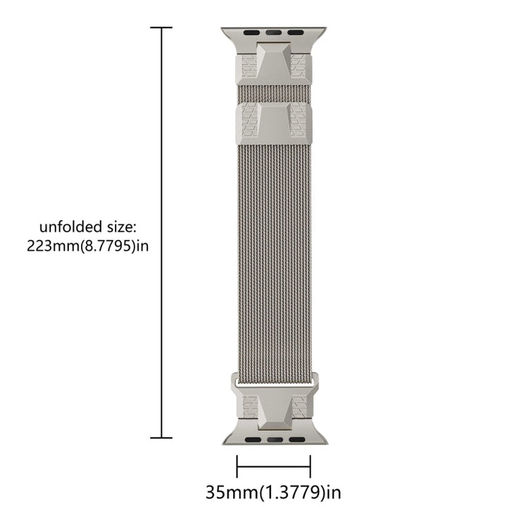 Lisslune | For Apple Watch Ultra 49mm Mecha Style Milanese Metal Watch Band (Starlight)