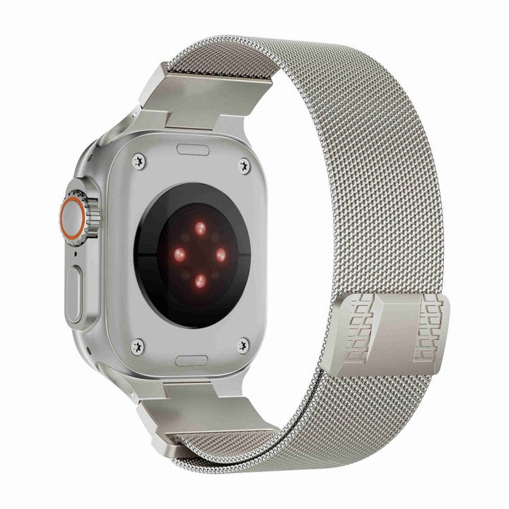 Lisslune | For Apple Watch Ultra 49mm Mecha Style Milanese Metal Watch Band (Starlight)