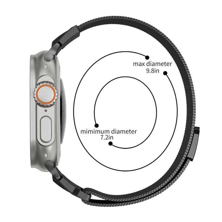 Lisslune | For Apple Watch Ultra 49 mm Mecha Style Milanese Metal Bracelet (Black)