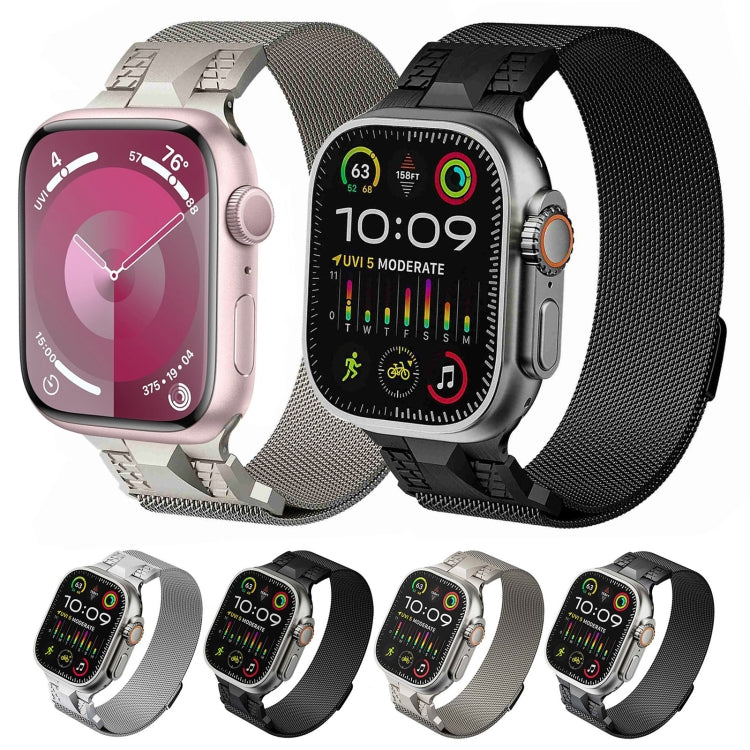 Lisslune | For Apple Watch Ultra 49 mm Mecha Style Milanese Metal Bracelet (Black)