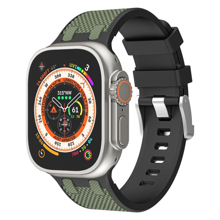 Lisslune | For Apple Watch Ultra 2 49mm Oak Silicone Watch Strap (Black Army Green)