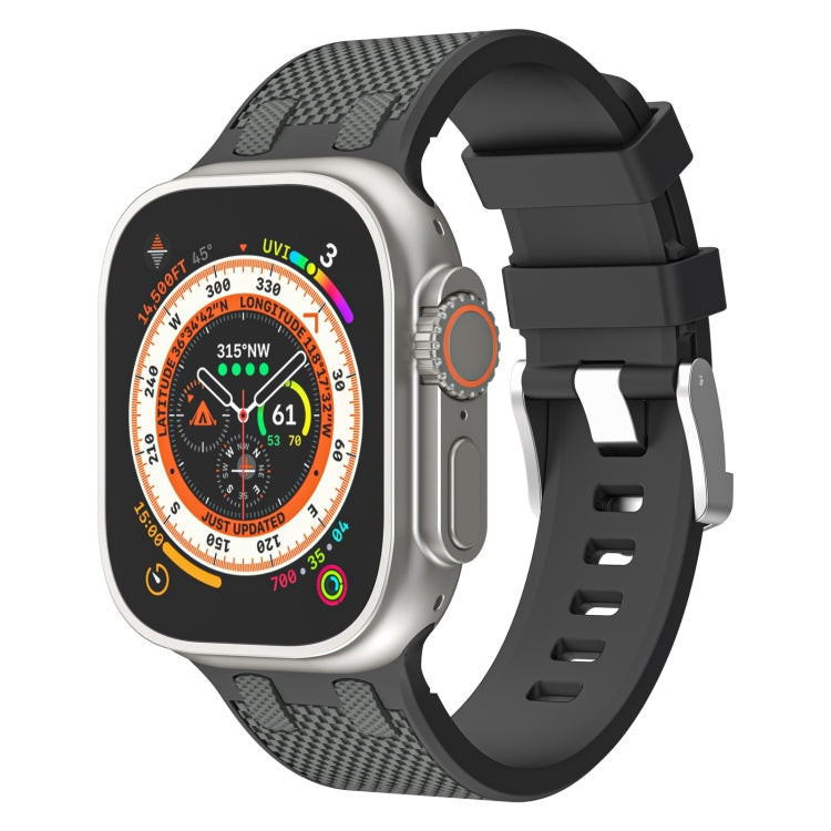 Lisslune | For Apple Watch Ultra 2 49mm Oak Silicone Watch Band (Black Gray)
