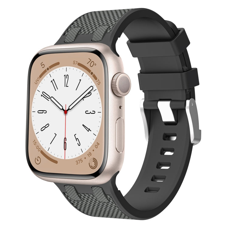 Lisslune | For Apple Watch Series 9 45mm Oak Silicone Band (Black Grey)