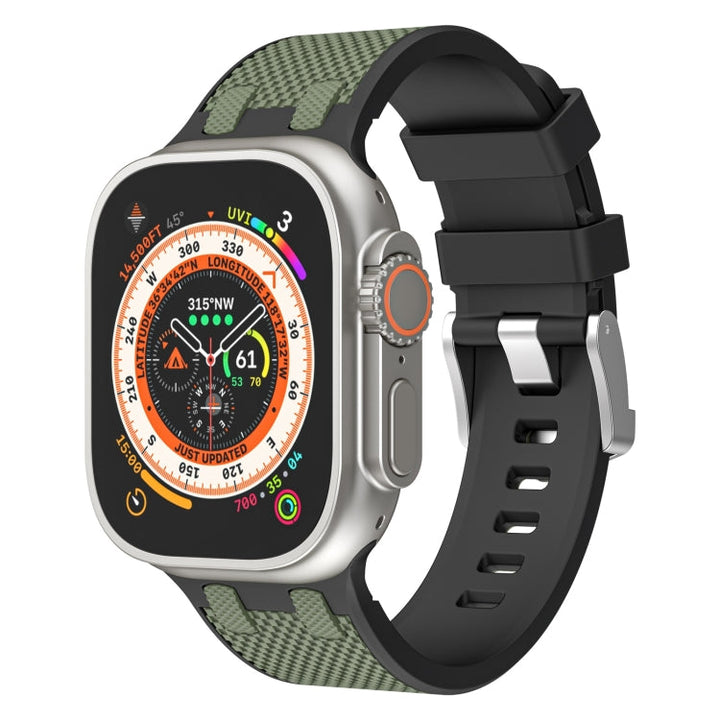 Lisslune | For Apple Watch Ultra 49mm Oak Silicone Watch Strap (Black Army Green)