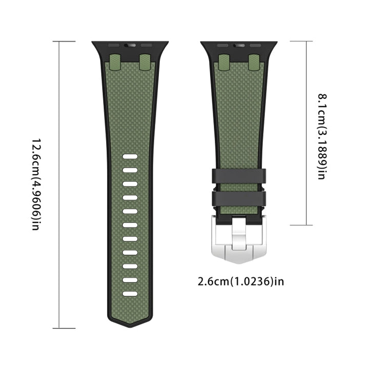 Lisslune | For Apple Watch Ultra 49mm Oak Silicone Watch Strap (Black Army Green)